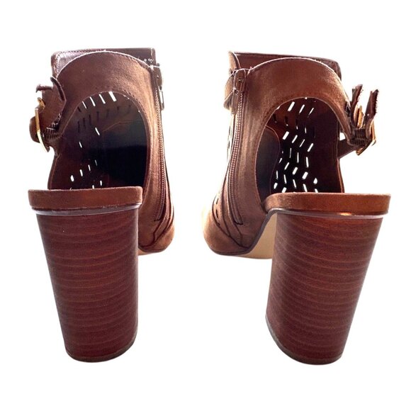 Madden Girl Addyy Peep-Toe Cut-Out Block Heel Buckle & Zipper Closure  Size 7.5 - Picture 5 of 9